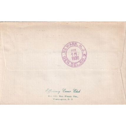 United States 1936 Washington DC-Newark NJ Cover Washington DC cancel written