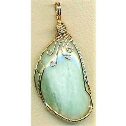 Nephrite Jade Bronze Wire Wrap Gemstone Pendant 3