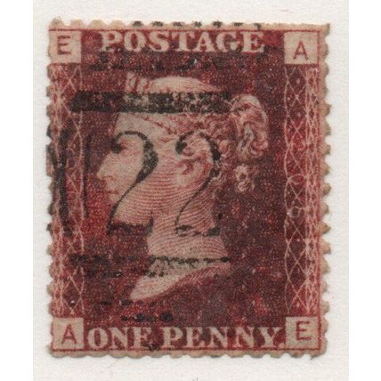 Sg43 1d red plate 208 fine used " A E" (REDS)