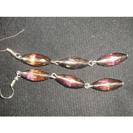 Elegant dichroic rainbow oblong crystal glass long dangle sparkle earrings