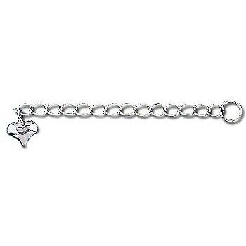 Sterling Silver 2 Inch Extender 5mm Split Ring & Puff Heart Pendant