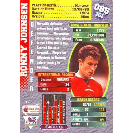 Merlin Premier Gold English Premier League 1996/97 Ronny Johnsen