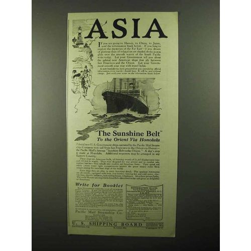 1922 U.S. Shipping Pacific Mail Steamship Co. Ad - Asia