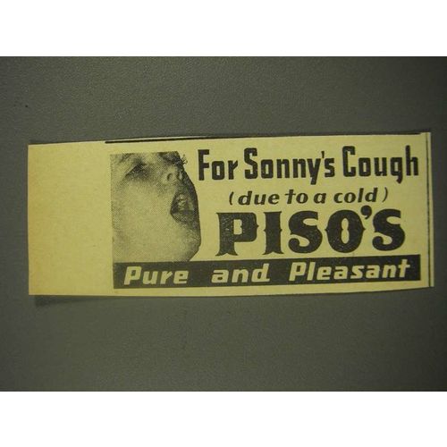 1938 Piso's Cough Medicine Ad - For Sonny's Cough