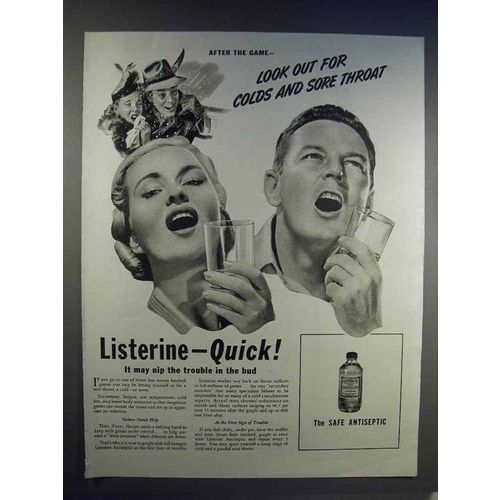 1942 Listerine Antiseptic Ad - Look Out for Sore Throat