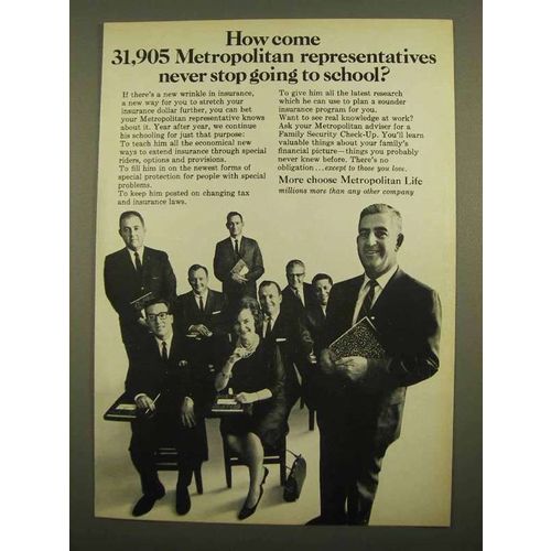1965 Metropolitan Life Insurance Ad - Never Stop School
