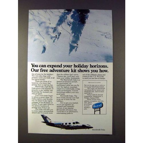 1976 Beechcraft Duke Plane Ad - Holiday Horizons!