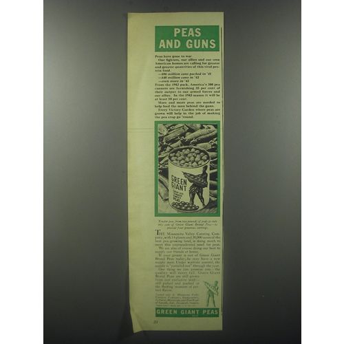 1943 Green Giant Peas Ad - Peas and Guns
