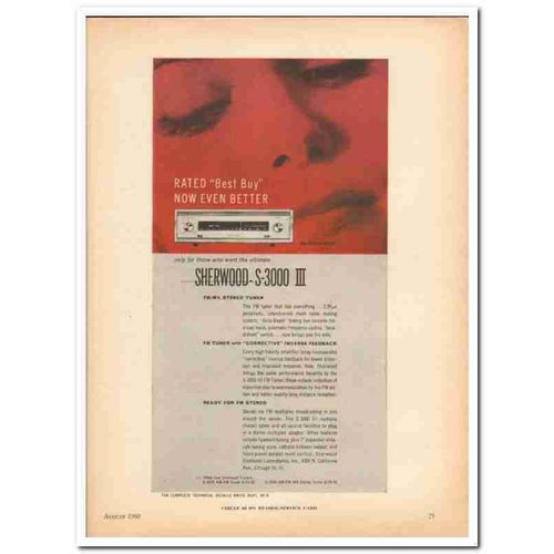 SHERWOOD ELECTRONIC LABS INC 1960 S-3000 FM MX Stereo tuner vintage ad