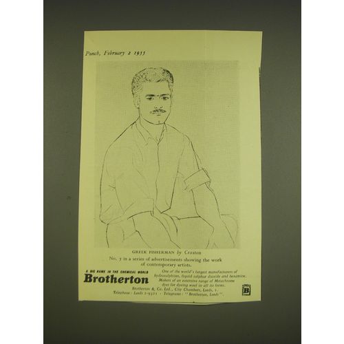 1955 Brotherton Chemicals Advertisement - Greek Fisherman by Craxton
