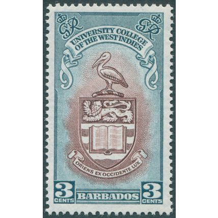 Barbados 1951 3c brown & blue-green SG 283 unused