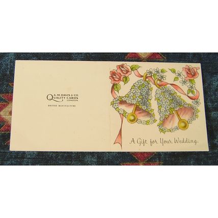 VINTAGE WEDDING CARD 1950 - 60's A.M.DAVIS & Co.