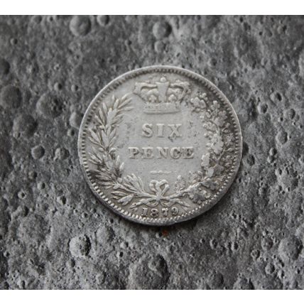 1879 Queen Victoria Silver Sixpence 6d British English 92.5% Silver