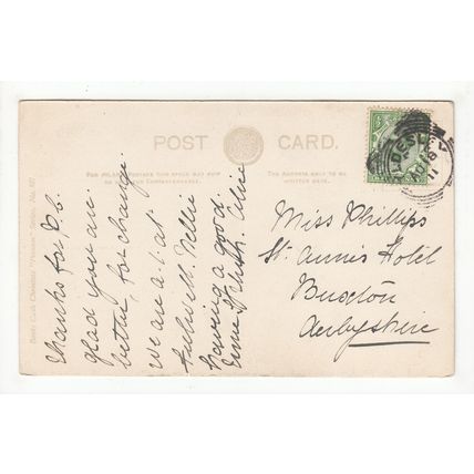 St Tudno's Church Llandudno Postcard 1911 with Tyldesley Squared Circle Postmark