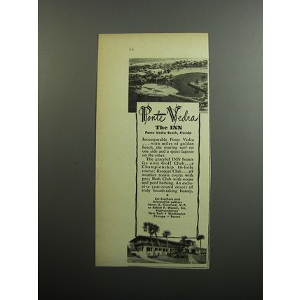 1952 Ponte Vedra Inn Advertisement - Ponte Vedra Beach, Florida