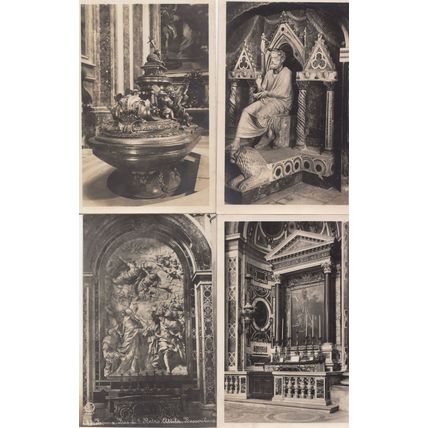 Rome Attila Bassorilievo Font Battesimale Statue of San Pietro 4x Old Postcard s