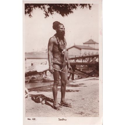 Sadhu Indian Tribal Man Vintage Real Photo India Postcard