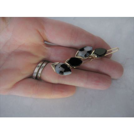 Small polished stone gold hair barrette clip for fine thin hair