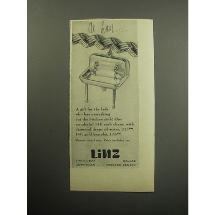 1957 Linz Jewelry Advertisement - At last