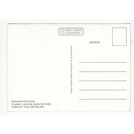 Glanrannell Park Hotel Crugybar Llanwrda Dyfed Postcard Carmarthenshire
