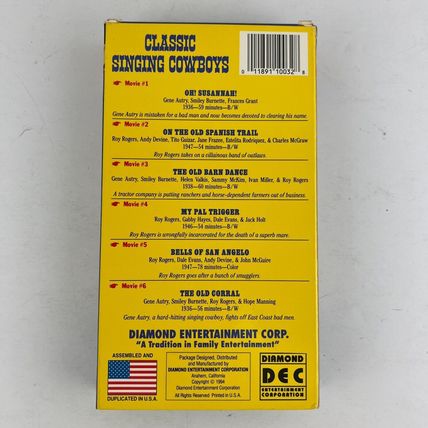 Roy Rogers & Gene Autry Classic Singing Cowboys Six Movies On One VHS Video Tape