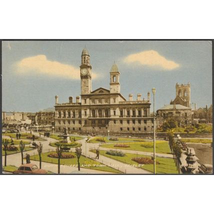 Dunn Square and Town Hall, Paisley, Renfrewshire, 1966 - Valentine's Postcard
