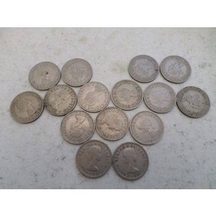 UK/GB - 15 differently dated - Elizabeth II -6d (six pence) coins -1953/1967 #2