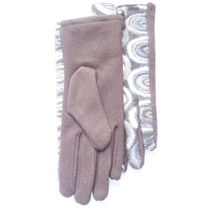 Equilibrium Ladies Grey Swirls Gloves with Black Buttons & Back Christmas Gift