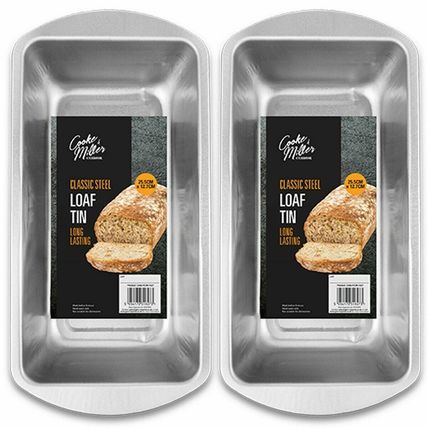 2x DEEP RECTANGLE BAKING TINS Oven Tray Mould Bake Loaf Cake Bread Meatloaf UK