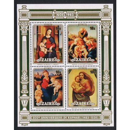 Zaire 500th Birth Anniversary of Raphael MS 1983 MNH SG#MS1171 Sc#119-130