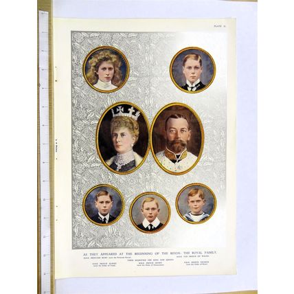 THE BRITISH ROYAL FAMILY IN 1910, Book Illustration (Print), c1935