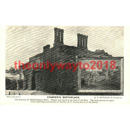 Cowpers Birthplace, Berkhampsted, Herts, Postcard