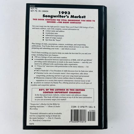 Songwriter's Market 1993 Hardcover Book by Michael Oxley