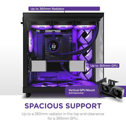 NZXT H6 Flow RGB Mid-Tower Airflow Case with 3 RGB Fans, Panoramic Glass Panels,