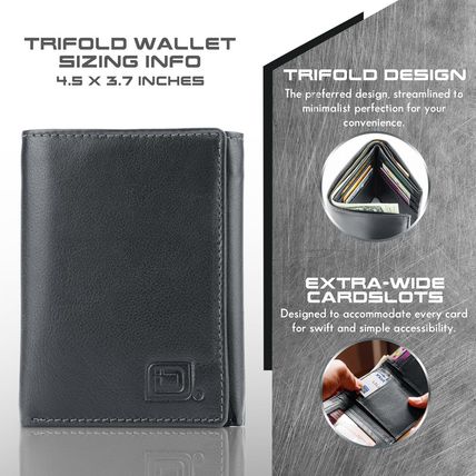 ID Stronghold Men'S Leather Trifold Wallet - RFID Blocking - Black Wallet with G