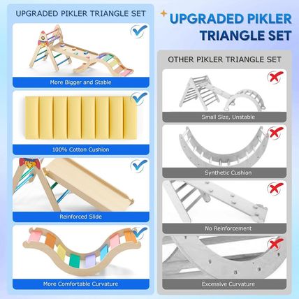 Pikler Triangle Set with Cushion, 9-In-1 Kids Climbing Toys for Toddlers 1-3 Ins