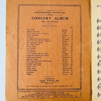 Leo Feist 1st Violin Perfection Edition Concert Album For Orchestra Prendiville