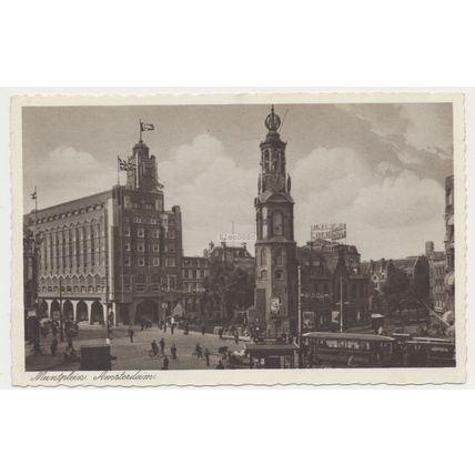 AMSTERDAM Muntplein Munttoren tram early 20th C. RPPC Albracht 413142