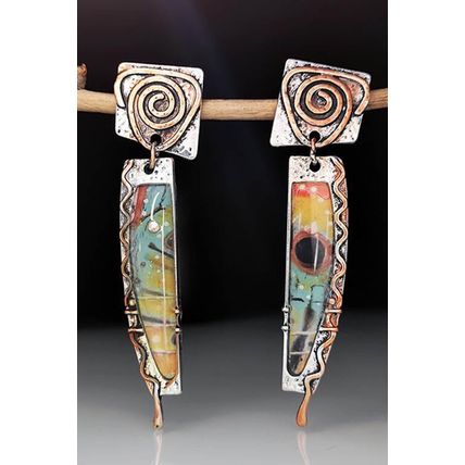 Green Vintage Marbled Pattern Alloy Earrings