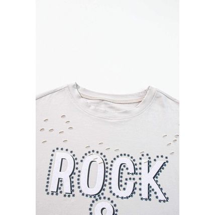 Gray Rock & Roll Graphic Distressed Vintage Tee