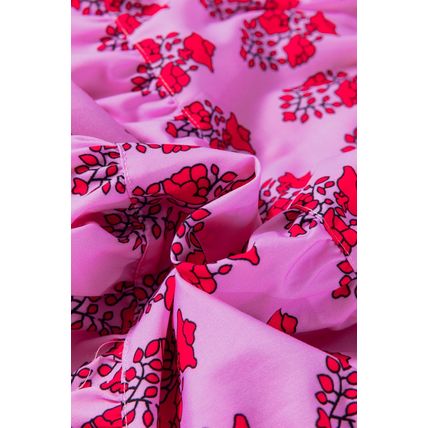 Sachet Pink Floral Print Multi Buttons Collared Short Sleeve Flowy Dress