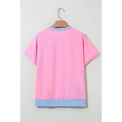 Myosotis Two Tone Half Buttons Collared T Shirt