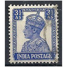 India 1943 SG272 3 1/2a Bright Blue Fine Used .