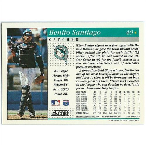 1994 Score - #40 - Benito Santiago