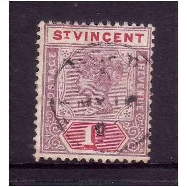 ST VINCENT 1899 SG 68 1d DULL MAUVE AND CARMINE FINE USED
