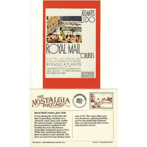 Advert Art Postcard Royal Mail RMSP Atlantis Ship 1930 Nostalgia Advertising