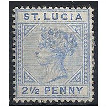 St Lucia 1883 SG33 2 1/2d Blue Mounted Mint .. .