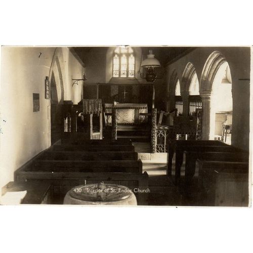 Cornwall - ST. ENODOC - Church Interior - RP - Maycock - p/u 1931
