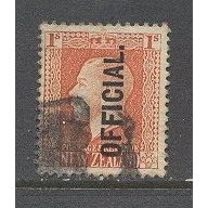 NewZealand.O105 1s King George V (Vermilion).Variety Unchecked.Fine Used.Nov15a