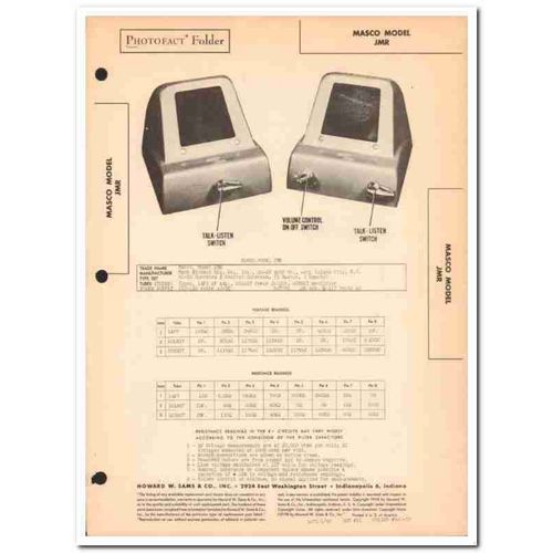 masco model jmr 3-tube 2-station office intercom sams photofact manual